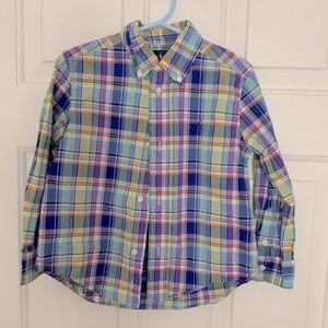 Ralph Lauren Plaid green, purple and blue button-down size 3T